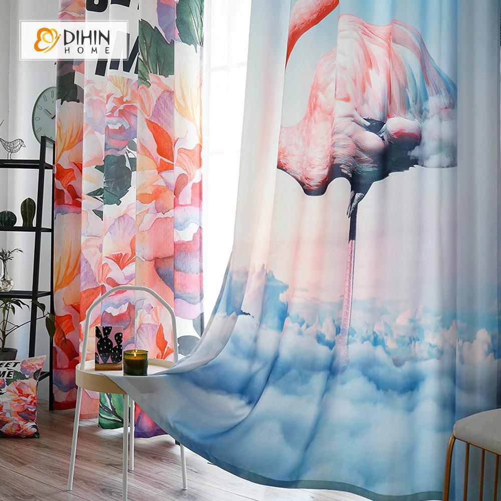 DIHIN HOME 3D Printed Crane and Flowers Blackout Curtains ,Window Curtains Grommet Curtain For Living Room ,39x102-inch,2 Panels Included Roman Shades Curtains Window Blinds custom curtains blackout curtains curtains for living room sheer curtains curtain fabric linen curtains kitchen curtains velvet curtains pinch pleat curtains bay window curtains outdoor curtains pleated curtains floral curtains dining room curtains kitchen valances drapes for bedroom patio curtains nursery curtains grommet curtains