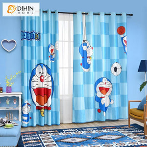 DIHIN HOME 3D Printed Cute Doraemon Blackout Curtains,Window Curtains Grommet Curtain For Living Room ,39x102-inch,2 Panels Include Roman Shades Curtains Window Blinds custom curtains blackout curtains curtains for living room sheer curtains curtain fabric linen curtains kitchen curtains velvet curtains pinch pleat curtains bay window curtains outdoor curtains pleated curtains floral curtains dining room curtains kitchen valances drapes for bedroom patio curtains nursery curtains grommet curtains