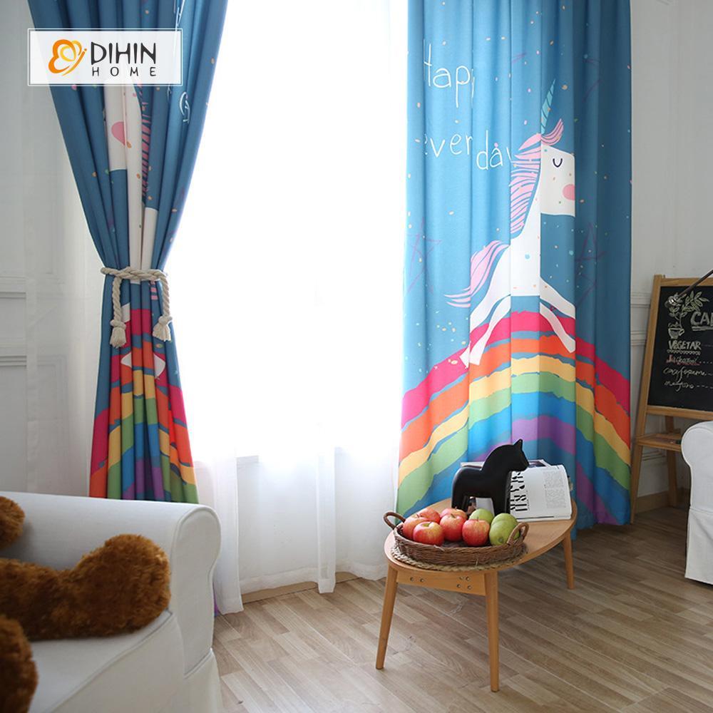 DIHIN HOME 3D Printed Dark Rainbow and Unicorn Blackout Curtains ,Window Curtains Grommet Curtain For Living Room ,39x102-inch,2 Panels Included Roman Shades Window Curtains Curtains Window Blinds Curtains Drapes linen drapery curtains and drapes windows drapes custom curtains blackout curtains curtains for living room window shades sheer curtains curtain fabric window treatments custom drapery
