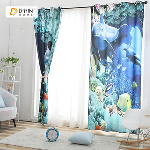 DIHIN HOME 3D Printed Dolphin Blackout Curtains ,Window Curtains Grommet Curtain For Living Room ,39x102-inch,2 Panels Included Roman Shades Curtains Window Blinds custom curtains blackout curtains curtains for living room sheer curtains curtain fabric linen curtains kitchen curtains velvet curtains pinch pleat curtains bay window curtains outdoor curtains pleated curtains floral curtains dining room curtains kitchen valances drapes for bedroom patio curtains nursery curtains grommet curtains