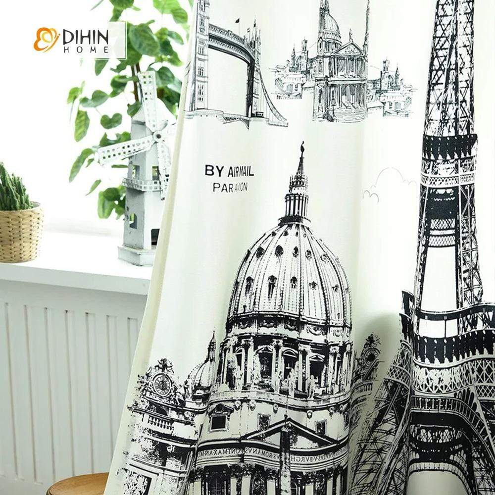 DIHIN HOME 3D Printed Eiffel Tower Blackout Curtains ,Window Curtains Grommet Curtain For Living Room ,39x102-inch,2 Panels Included Roman Shades Curtains Window Blinds custom curtains blackout curtains curtains for living room sheer curtains curtain fabric linen curtains kitchen curtains velvet curtains pinch pleat curtains bay window curtains outdoor curtains pleated curtains floral curtains dining room curtains kitchen valances drapes for bedroom patio curtains nursery curtains grommet curtains