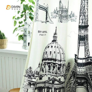 DIHIN HOME 3D Printed Eiffel Tower Blackout Curtains ,Window Curtains Grommet Curtain For Living Room ,39x102-inch,2 Panels Included Roman Shades Curtains Window Blinds custom curtains blackout curtains curtains for living room sheer curtains curtain fabric linen curtains kitchen curtains velvet curtains pinch pleat curtains bay window curtains outdoor curtains pleated curtains floral curtains dining room curtains kitchen valances drapes for bedroom patio curtains nursery curtains grommet curtains