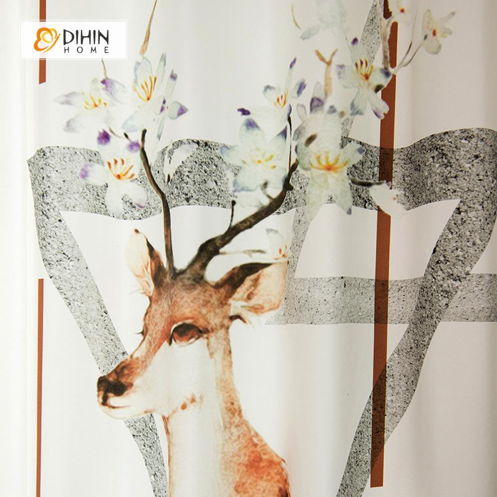 DIHIN HOME 3D Printed Elk and Flowers Blackout Curtains ,Window Curtains Grommet Curtain For Living Room ,39x102-inch,2 Panels Included Roman Shades Curtains Window Blinds custom curtains blackout curtains curtains for living room sheer curtains curtain fabric linen curtains kitchen curtains velvet curtains pinch pleat curtains bay window curtains outdoor curtains pleated curtains floral curtains dining room curtains kitchen valances drapes for bedroom patio curtains nursery curtains grommet curtains