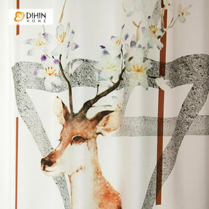 DIHIN HOME 3D Printed Elk and Flowers Blackout Curtains ,Window Curtains Grommet Curtain For Living Room ,39x102-inch,2 Panels Included Roman Shades Curtains Window Blinds custom curtains blackout curtains curtains for living room sheer curtains curtain fabric linen curtains kitchen curtains velvet curtains pinch pleat curtains bay window curtains outdoor curtains pleated curtains floral curtains dining room curtains kitchen valances drapes for bedroom patio curtains nursery curtains grommet curtains