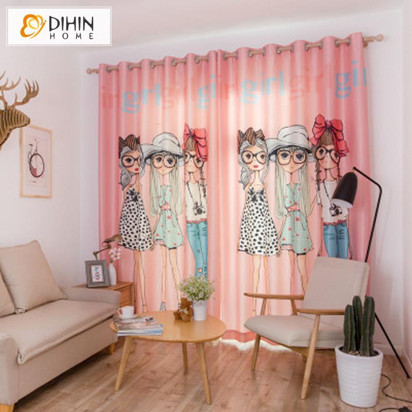 DIHIN HOME 3D Printed Fashionable Girls Blackout Curtains,Window Curtains Grommet Curtain For Living Room ,39x102-inch,2 Panels Include Roman Shades Curtains Window Blinds custom curtains blackout curtains curtains for living room sheer curtains curtain fabric linen curtains kitchen curtains velvet curtains pinch pleat curtains bay window curtains outdoor curtains pleated curtains floral curtains dining room curtains kitchen valances drapes for bedroom patio curtains nursery curtains grommet curtains