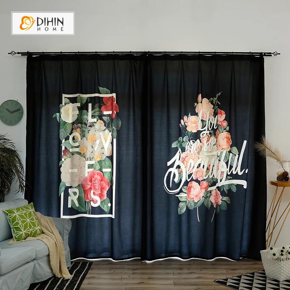 DIHIN HOME 3D Printed Flowers Blackout Curtains ,Window Curtains Grommet Curtain For Living Room ,39x102-inch,2 Panels Included Roman Shades Curtains Window Blinds custom curtains blackout curtains curtains for living room sheer curtains curtain fabric linen curtains kitchen curtains velvet curtains pinch pleat curtains bay window curtains outdoor curtains pleated curtains floral curtains dining room curtains kitchen valances drapes for bedroom patio curtains nursery curtains grommet curtains