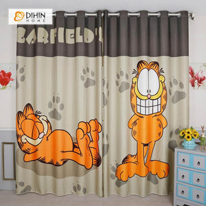DIHIN HOME 3D Printed Garfield Blackout Curtains ,Window Curtains Grommet Curtain For Living Room ,39x102-inch,2 Panels Included Roman Shades Curtains Window Blinds custom curtains blackout curtains curtains for living room sheer curtains curtain fabric linen curtains kitchen curtains velvet curtains pinch pleat curtains bay window curtains outdoor curtains pleated curtains floral curtains dining room curtains kitchen valances drapes for bedroom patio curtains nursery curtains grommet curtains