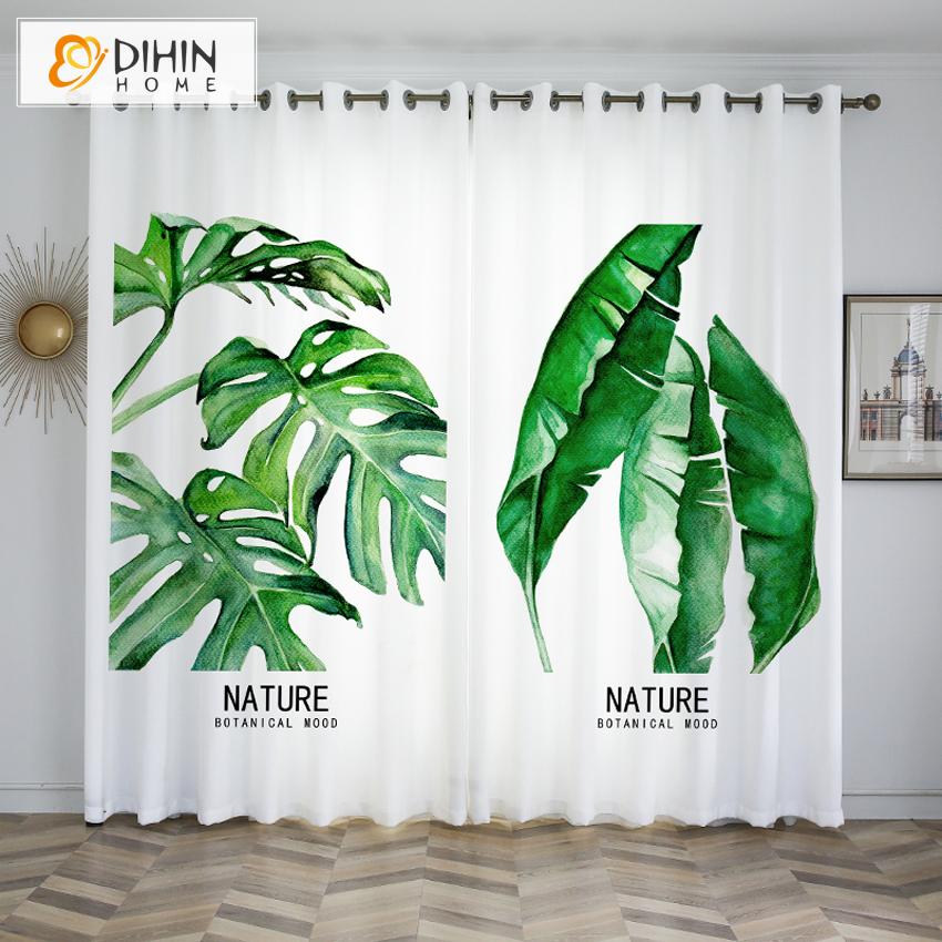 DIHIN HOME 3D Printed Green Banana Leaves Blackout Curtains,Window Curtains Grommet Curtain For Living Room ,39x102-inch,2 Panels Included Roman Shades Curtains Window Blinds custom curtains blackout curtains curtains for living room sheer curtains curtain fabric linen curtains kitchen curtains velvet curtains pinch pleat curtains bay window curtains outdoor curtains pleated curtains floral curtains dining room curtains kitchen valances drapes for bedroom patio curtains nursery curtains grommet curtains