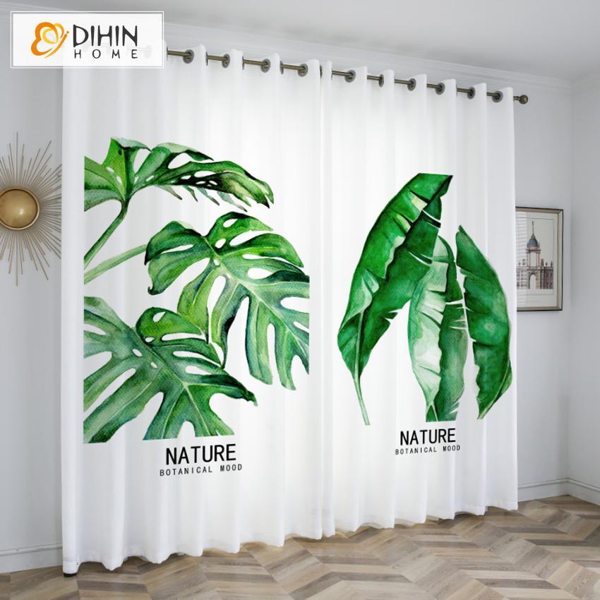 DIHIN HOME 3D Printed Green Banana Leaves Blackout Curtains,Window Curtains Grommet Curtain For Living Room ,39x102-inch,2 Panels Included Roman Shades Curtains Window Blinds custom curtains blackout curtains curtains for living room sheer curtains curtain fabric linen curtains kitchen curtains velvet curtains pinch pleat curtains bay window curtains outdoor curtains pleated curtains floral curtains dining room curtains kitchen valances drapes for bedroom patio curtains nursery curtains grommet curtains