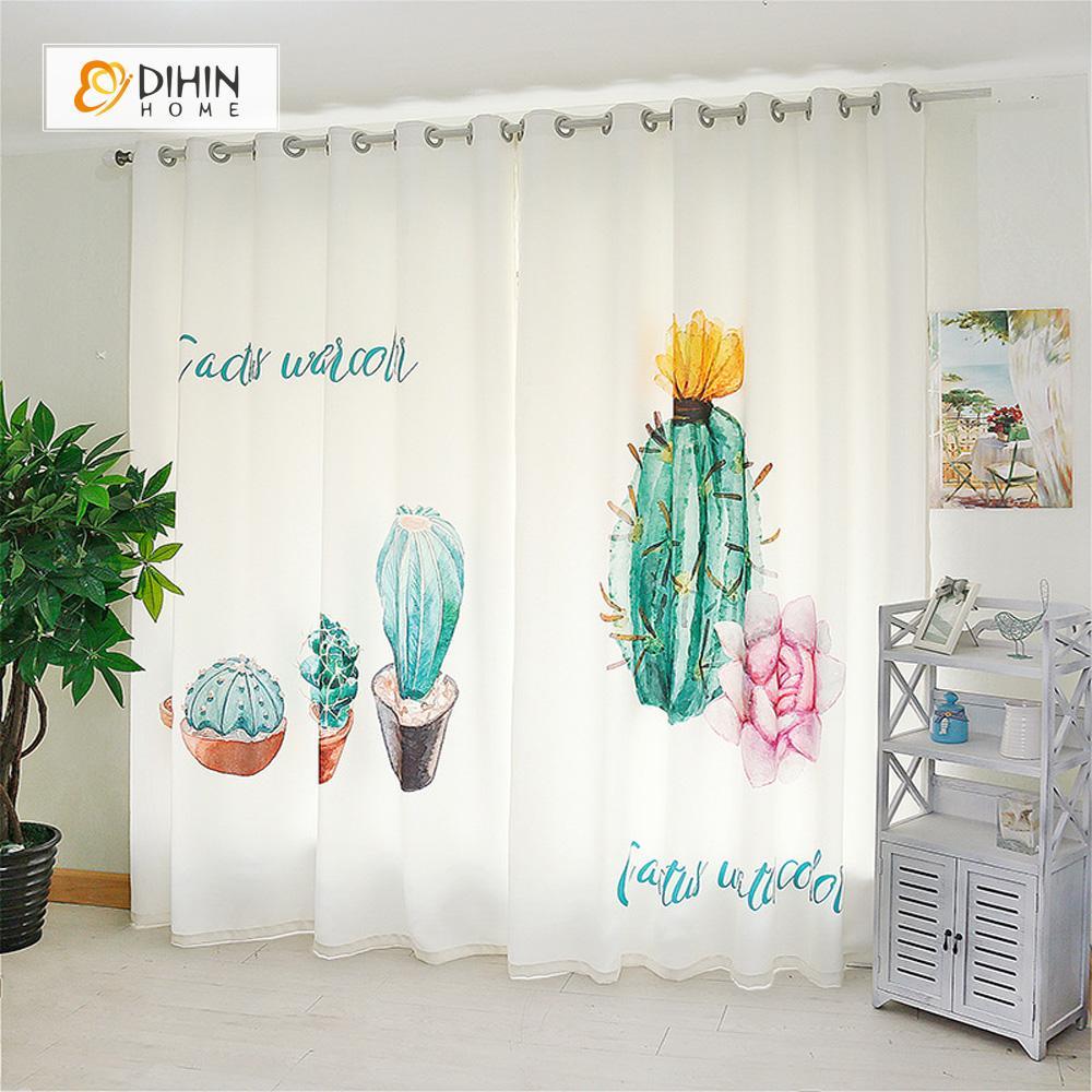 DIHIN HOME 3D Printed Green Cactus Blackout Curtains ,Window Curtains Grommet Curtain For Living Room ,39x102-inch,2 Panels Included Roman Shades Curtains Window Blinds custom curtains blackout curtains curtains for living room sheer curtains curtain fabric linen curtains kitchen curtains velvet curtains pinch pleat curtains bay window curtains outdoor curtains pleated curtains floral curtains dining room curtains kitchen valances drapes for bedroom patio curtains nursery curtains grommet curtains