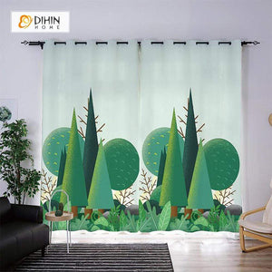 DIHIN HOME 3D Printed Green Cartoon Tree Blackout Curtains ,Window Curtains Grommet Curtain For Living Room ,39x102-inch,2 Panels Included Roman Shades Curtains Window Blinds custom curtains blackout curtains curtains for living room sheer curtains curtain fabric linen curtains kitchen curtains velvet curtains pinch pleat curtains bay window curtains outdoor curtains pleated curtains floral curtains dining room curtains kitchen valances drapes for bedroom patio curtains nursery curtains grommet curtains