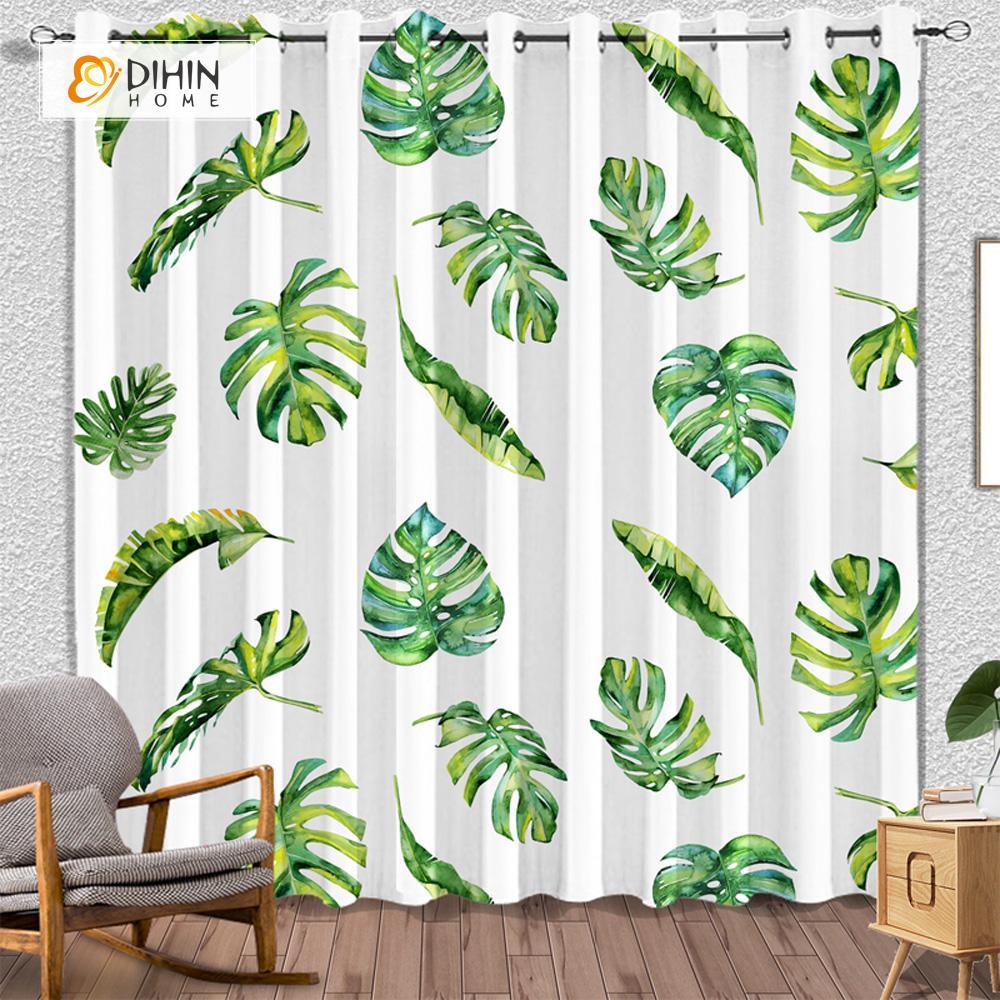 DIHIN HOME 3D Printed Green Leaves Blackout Curtains ,Window Curtains Grommet Curtain For Living Room ,39x102-inch,2 Panels Included Roman Shades Curtains Window Blinds custom curtains blackout curtains curtains for living room sheer curtains curtain fabric linen curtains kitchen curtains velvet curtains pinch pleat curtains bay window curtains outdoor curtains pleated curtains floral curtains dining room curtains kitchen valances drapes for bedroom patio curtains nursery curtains grommet curtains