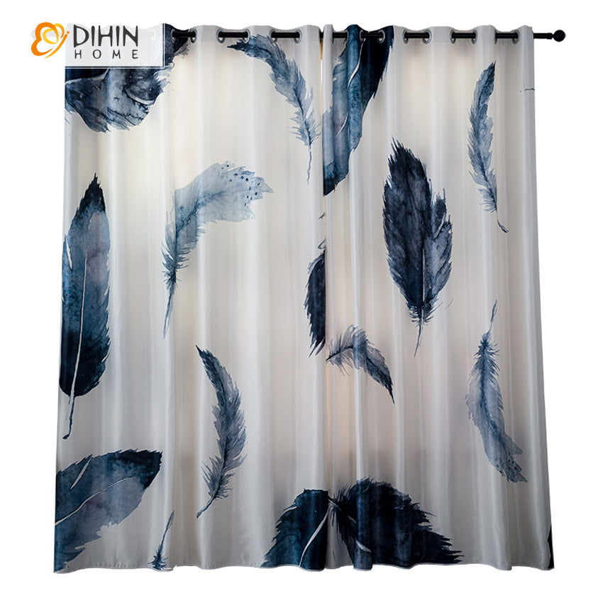 DIHIN HOME 3D Printed Grey Feathers Blackout Curtains,Window Curtains Grommet Curtain For Living Room ,39x102-inch,2 Panels Included Roman Shades Curtains Window Blinds custom curtains blackout curtains curtains for living room sheer curtains curtain fabric linen curtains kitchen curtains velvet curtains pinch pleat curtains bay window curtains outdoor curtains pleated curtains floral curtains dining room curtains kitchen valances drapes for bedroom patio curtains nursery curtains grommet curtains
