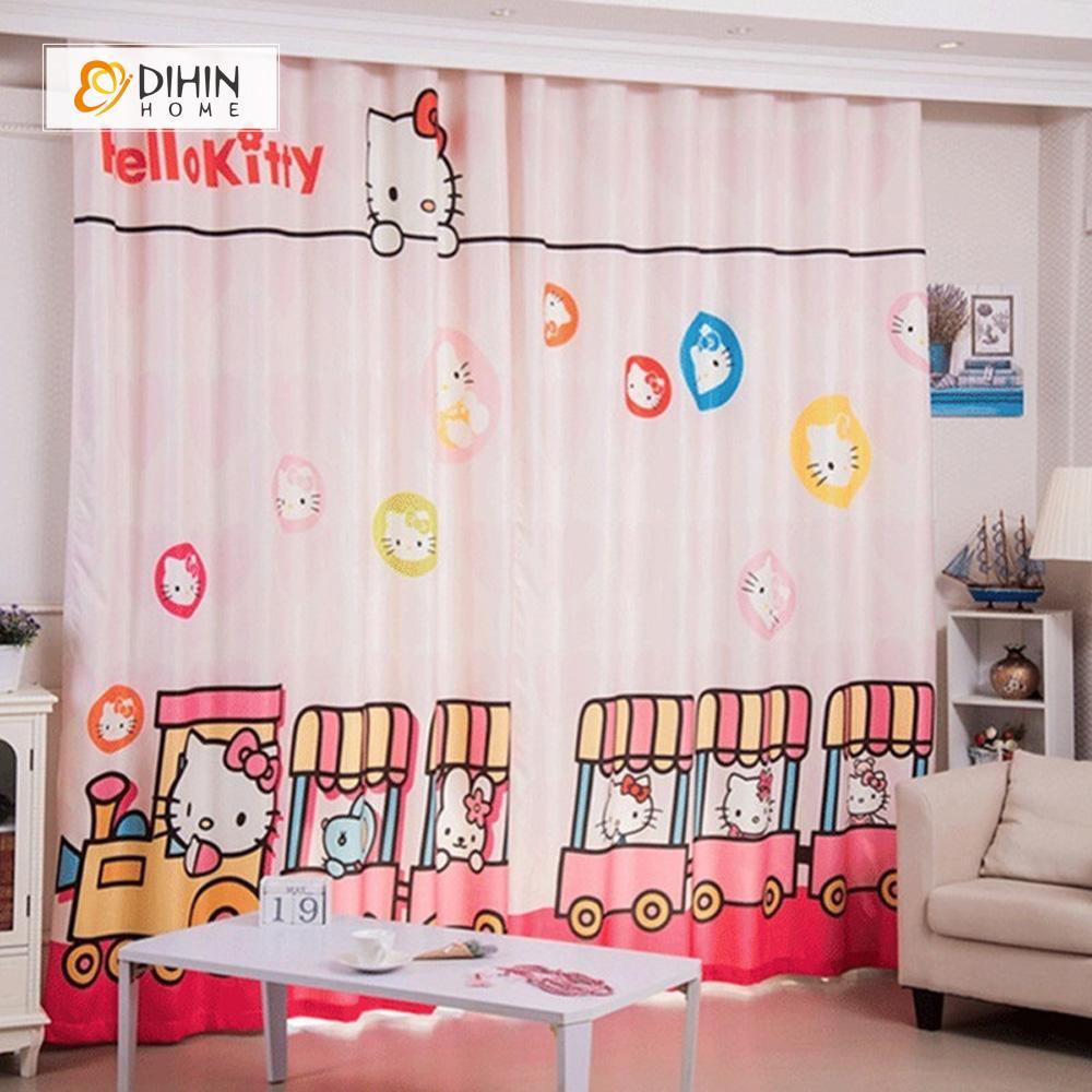 DIHIN HOME 3D Printed Hello Kitty and Train Blackout Curtains ,Window Curtains Grommet Curtain For Living Room ,39x102-inch,2 Panels Included Roman Shades Curtains Window Blinds custom curtains blackout curtains curtains for living room sheer curtains curtain fabric linen curtains kitchen curtains velvet curtains pinch pleat curtains bay window curtains outdoor curtains pleated curtains floral curtains dining room curtains kitchen valances drapes for bedroom patio curtains nursery curtains grommet curtains