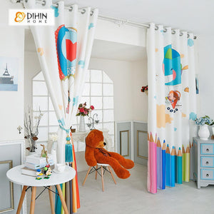 DIHIN HOME 3D Printed Hot Air Balloon and Pencil Blackout Curtains ,Window Curtains Grommet Curtain For Living Room ,39x102-inch,2 Panels Included Roman Shades Window Curtains Curtains Window Blinds Curtains Drapes linen drapery curtains and drapes windows drapes custom curtains blackout curtains curtains for living room window shades sheer curtains curtain fabric window treatments custom drapery
