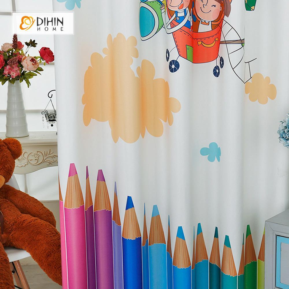 DIHIN HOME 3D Printed Hot Air Balloon and Pencil Blackout Curtains ,Window Curtains Grommet Curtain For Living Room ,39x102-inch,2 Panels Included Roman Shades Window Curtains Curtains Window Blinds Curtains Drapes linen drapery curtains and drapes windows drapes custom curtains blackout curtains curtains for living room window shades sheer curtains curtain fabric window treatments custom drapery