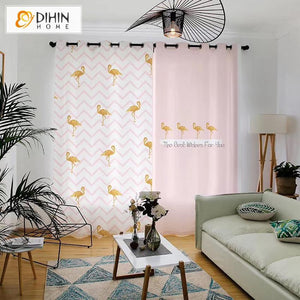 DIHIN HOME 3D Printed Lovely Flamingo Blackout Curtains,Window Curtains Grommet Curtain For Living Room ,39x102-inch,2 Panels Included Roman Shades Curtains Window Blinds custom curtains blackout curtains curtains for living room sheer curtains curtain fabric linen curtains kitchen curtains velvet curtains pinch pleat curtains bay window curtains outdoor curtains pleated curtains floral curtains dining room curtains kitchen valances drapes for bedroom patio curtains nursery curtains grommet curtains