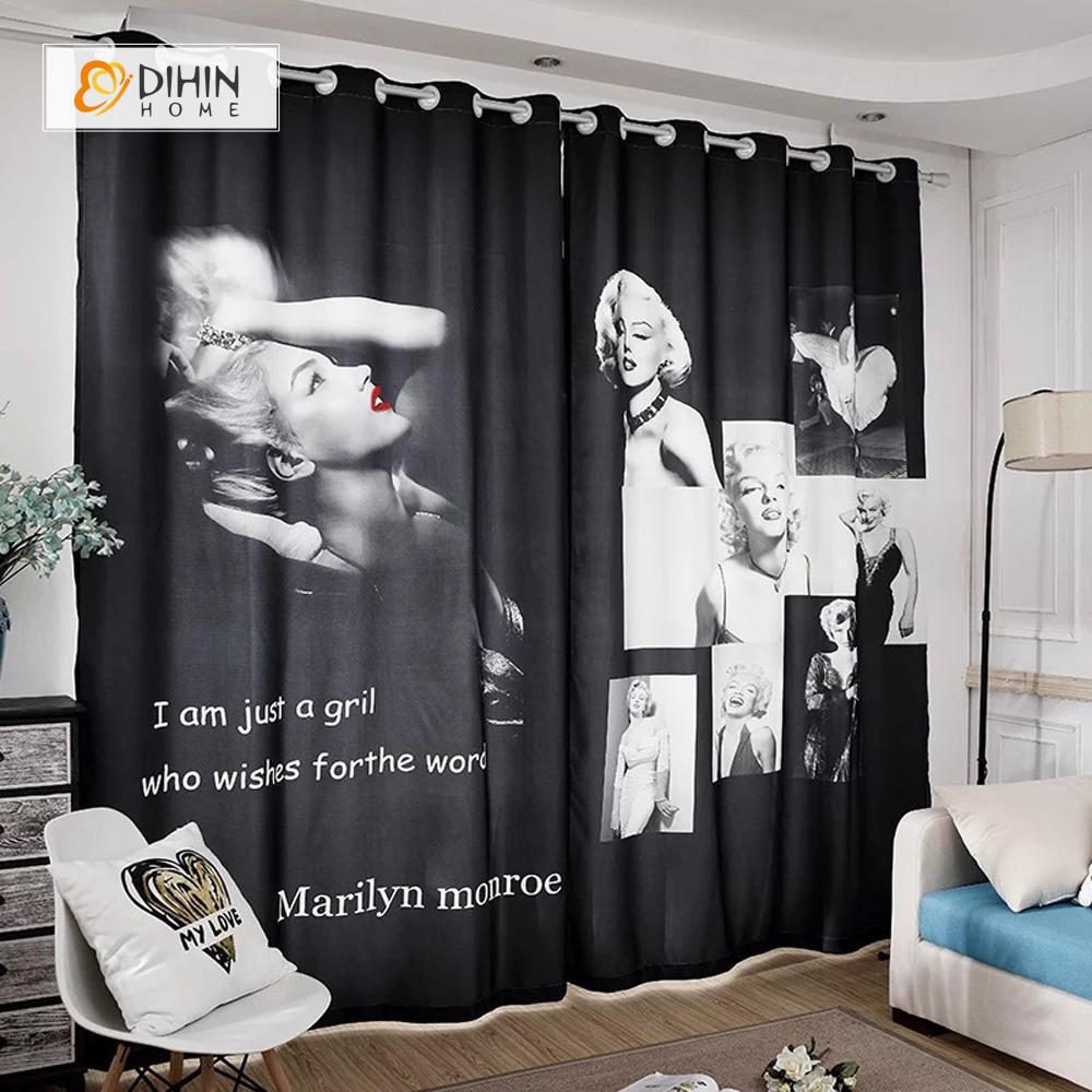 DIHIN HOME 3D Printed Marilyn Monroe Blackout Curtains ,Window Curtains Grommet Curtain For Living Room ,39x102-inch,2 Panels Included Roman Shades Curtains Window Blinds custom curtains blackout curtains curtains for living room sheer curtains curtain fabric linen curtains kitchen curtains velvet curtains pinch pleat curtains bay window curtains outdoor curtains pleated curtains floral curtains dining room curtains kitchen valances drapes for bedroom patio curtains nursery curtains grommet curtains