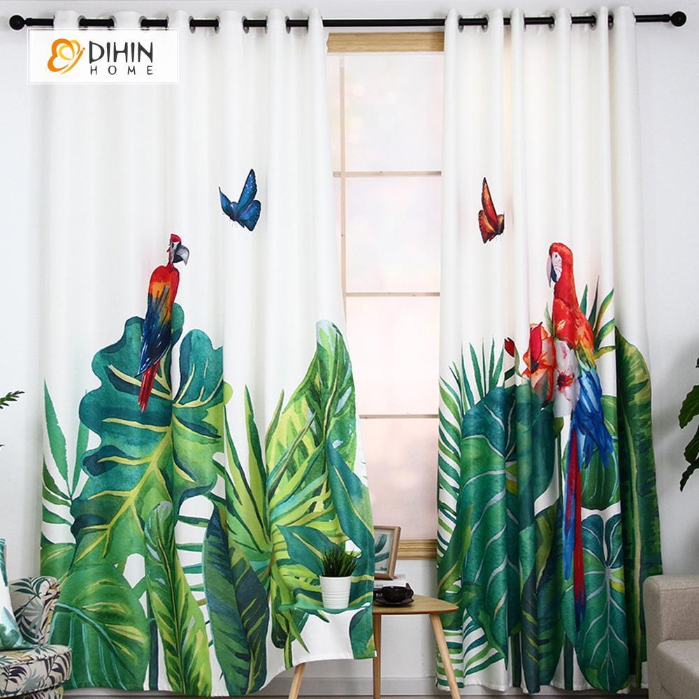 DIHIN HOME 3D Printed Parrot and Butterfly Blackout Curtains ,Window Curtains Grommet Curtain For Living Room ,39x102-inch,2 Panels Included Roman Shades Curtains Window Blinds custom curtains blackout curtains curtains for living room sheer curtains curtain fabric linen curtains kitchen curtains velvet curtains pinch pleat curtains bay window curtains outdoor curtains pleated curtains floral curtains dining room curtains kitchen valances drapes for bedroom patio curtains nursery curtains grommet curtains