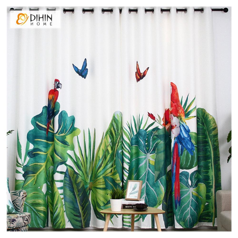 DIHIN HOME 3D Printed Parrot and Butterfly Blackout Curtains ,Window Curtains Grommet Curtain For Living Room ,39x102-inch,2 Panels Included Roman Shades Curtains Window Blinds custom curtains blackout curtains curtains for living room sheer curtains curtain fabric linen curtains kitchen curtains velvet curtains pinch pleat curtains bay window curtains outdoor curtains pleated curtains floral curtains dining room curtains kitchen valances drapes for bedroom patio curtains nursery curtains grommet curtains