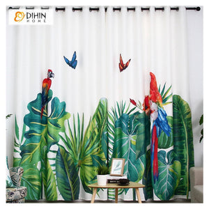 DIHIN HOME 3D Printed Parrot and Butterfly Blackout Curtains ,Window Curtains Grommet Curtain For Living Room ,39x102-inch,2 Panels Included Roman Shades Curtains Window Blinds custom curtains blackout curtains curtains for living room sheer curtains curtain fabric linen curtains kitchen curtains velvet curtains pinch pleat curtains bay window curtains outdoor curtains pleated curtains floral curtains dining room curtains kitchen valances drapes for bedroom patio curtains nursery curtains grommet curtains