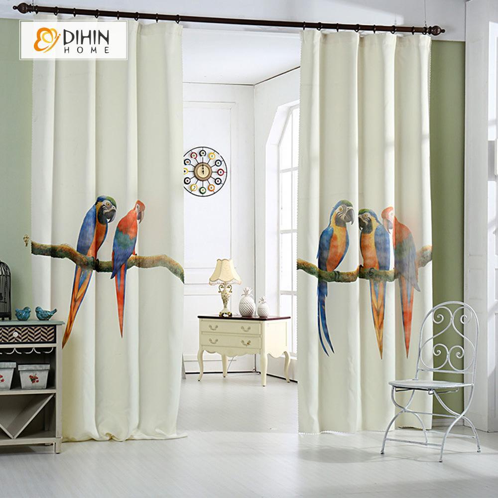 DIHIN HOME 3D Printed Parrots on Branches Blackout Curtains ,Window Curtains Grommet Curtain For Living Room ,39x102-inch,2 Panels Included Roman Shades Curtains Window Blinds custom curtains blackout curtains curtains for living room sheer curtains curtain fabric linen curtains kitchen curtains velvet curtains pinch pleat curtains bay window curtains outdoor curtains pleated curtains floral curtains dining room curtains kitchen valances drapes for bedroom patio curtains nursery curtains grommet curtains