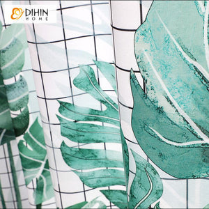 DIHIN HOME 3D Printed Pastoral Plaid Banana Leaves Blackout Curtains,Window Curtains Grommet Curtain For Living Room ,39x102-inch,2 Panels Included Roman Shades Curtains Window Blinds custom curtains blackout curtains curtains for living room sheer curtains curtain fabric linen curtains kitchen curtains velvet curtains pinch pleat curtains bay window curtains outdoor curtains pleated curtains floral curtains dining room curtains kitchen valances drapes for bedroom patio curtains nursery curtains grommet cur