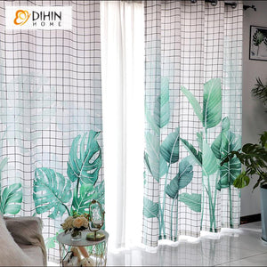 DIHIN HOME 3D Printed Pastoral Plaid Banana Leaves Blackout Curtains,Window Curtains Grommet Curtain For Living Room ,39x102-inch,2 Panels Included Roman Shades Curtains Window Blinds custom curtains blackout curtains curtains for living room sheer curtains curtain fabric linen curtains kitchen curtains velvet curtains pinch pleat curtains bay window curtains outdoor curtains pleated curtains floral curtains dining room curtains kitchen valances drapes for bedroom patio curtains nursery curtains grommet cur