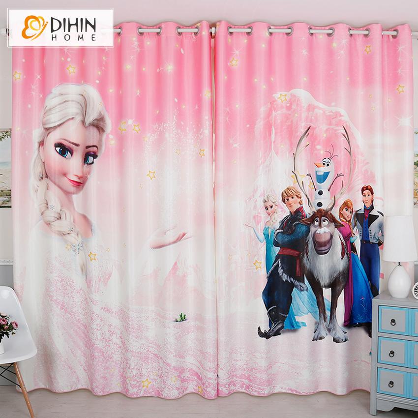 DIHIN HOME 3D Printed Pink Color Cartoon Frozen Blackout Curtains,Window Curtains Grommet Curtain For Living Room ,39x102-inch,2 Panels Included Roman Shades Curtains Window Blinds custom curtains blackout curtains curtains for living room sheer curtains curtain fabric linen curtains kitchen curtains velvet curtains pinch pleat curtains bay window curtains outdoor curtains pleated curtains floral curtains dining room curtains kitchen valances drapes for bedroom patio curtains nursery curtains grommet curtai