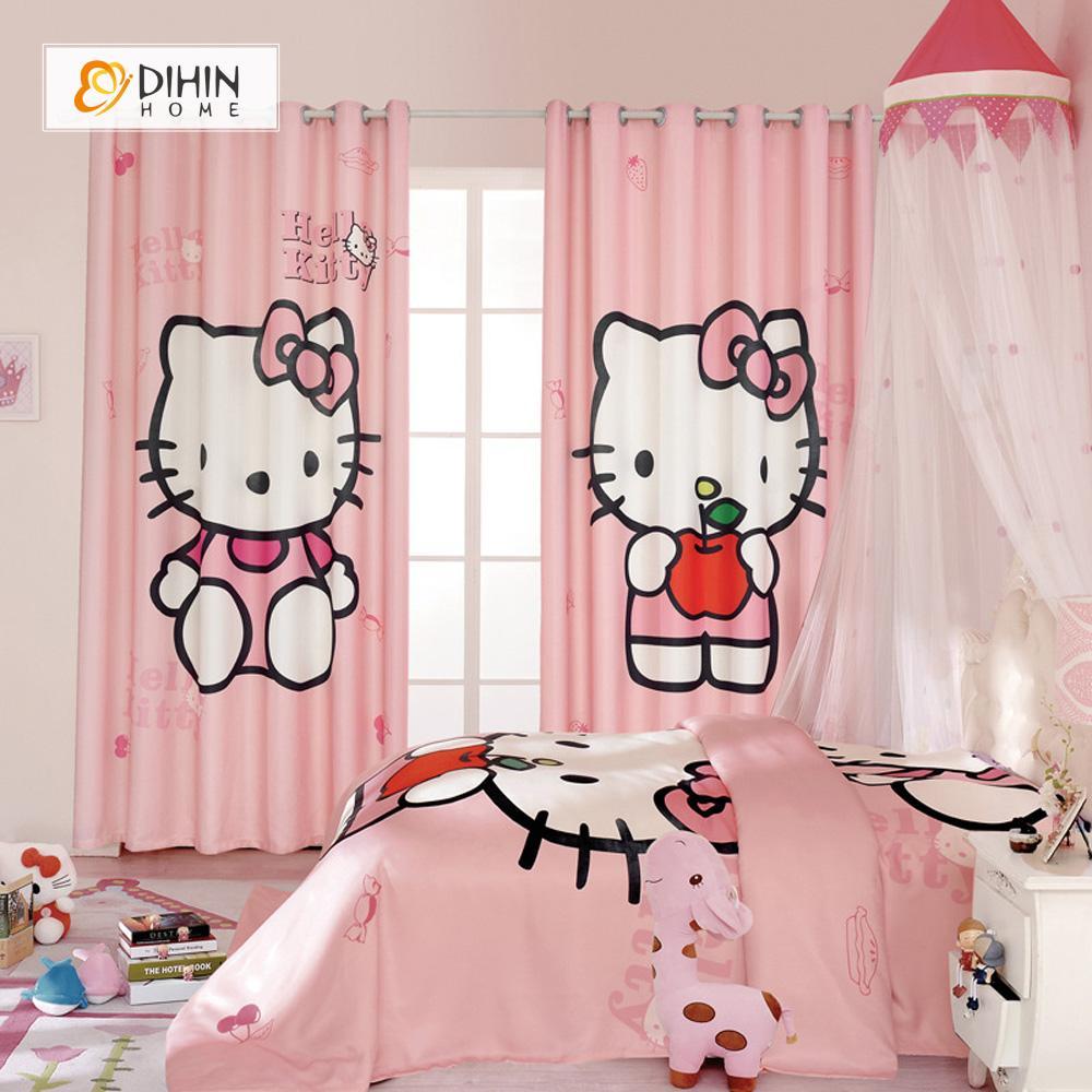 DIHIN HOME 3D Printed Pink Hello Kitty Blackout Curtains ,Window Curtains Grommet Curtain For Living Room ,39x102-inch,2 Panels Included Roman Shades Curtains Window Blinds custom curtains blackout curtains curtains for living room sheer curtains curtain fabric linen curtains kitchen curtains velvet curtains pinch pleat curtains bay window curtains outdoor curtains pleated curtains floral curtains dining room curtains kitchen valances drapes for bedroom patio curtains nursery curtains grommet curtains