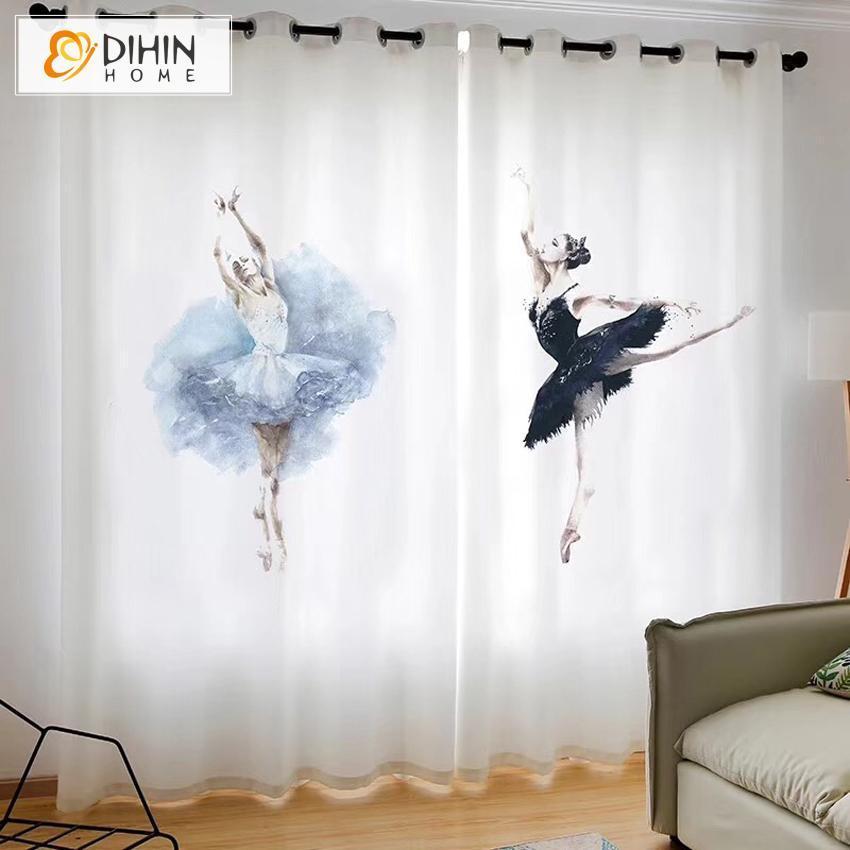 DIHIN HOME 3D Printed Swan Dance Blackout Curtains,Window Curtains Grommet Curtain For Living Room ,39x102-inch,2 Panels Included Roman Shades Curtains Window Blinds custom curtains blackout curtains curtains for living room sheer curtains curtain fabric linen curtains kitchen curtains velvet curtains pinch pleat curtains bay window curtains outdoor curtains pleated curtains floral curtains dining room curtains kitchen valances drapes for bedroom patio curtains nursery curtains grommet curtains