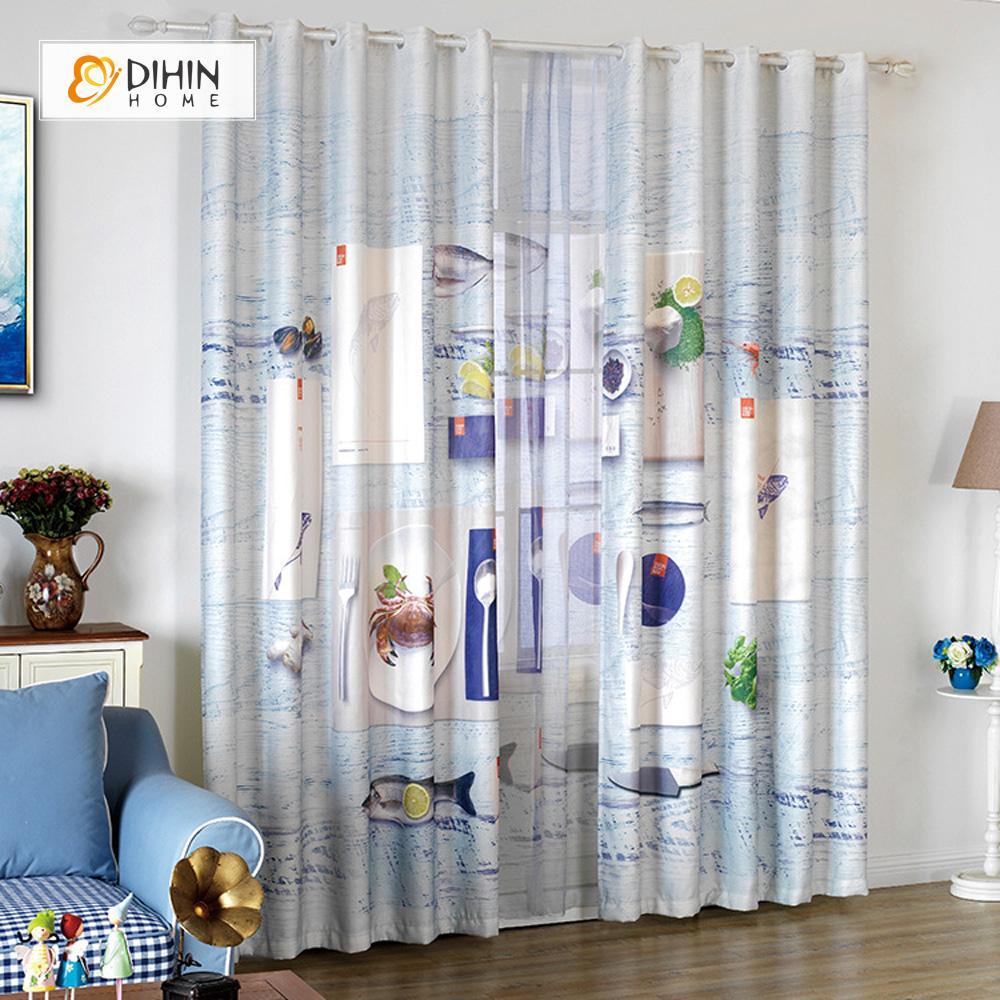 DIHIN HOME 3D Printed Tableware and Crab Blackout Curtains ,Window Curtains Grommet Curtain For Living Room ,39x102-inch,2 Panels Included Roman Shades Curtains Window Blinds custom curtains blackout curtains curtains for living room sheer curtains curtain fabric linen curtains kitchen curtains velvet curtains pinch pleat curtains bay window curtains outdoor curtains pleated curtains floral curtains dining room curtains kitchen valances drapes for bedroom patio curtains nursery curtains grommet curtains