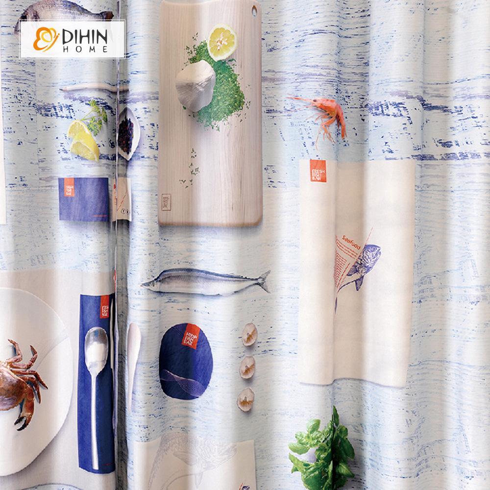 DIHIN HOME 3D Printed Tableware and Crab Blackout Curtains ,Window Curtains Grommet Curtain For Living Room ,39x102-inch,2 Panels Included Roman Shades Curtains Window Blinds custom curtains blackout curtains curtains for living room sheer curtains curtain fabric linen curtains kitchen curtains velvet curtains pinch pleat curtains bay window curtains outdoor curtains pleated curtains floral curtains dining room curtains kitchen valances drapes for bedroom patio curtains nursery curtains grommet curtains