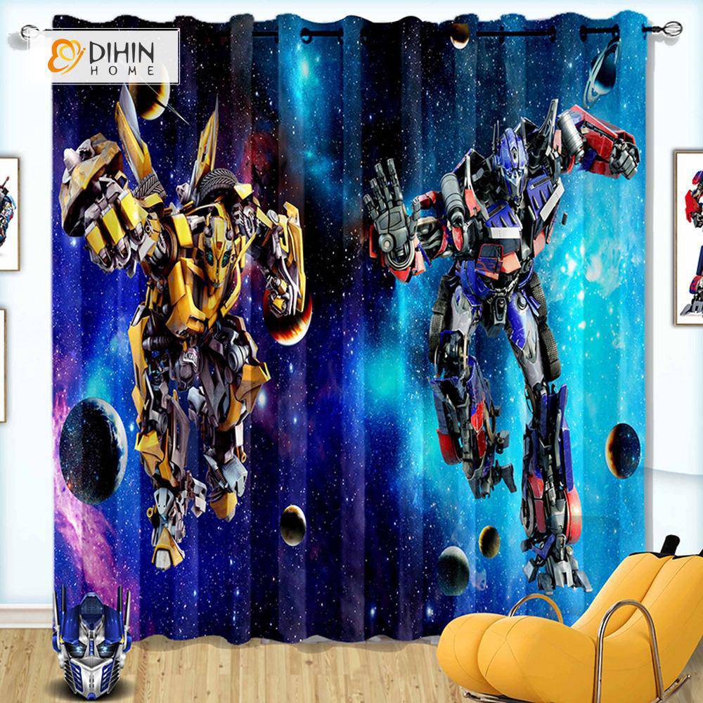 DIHIN HOME 3D Printed Transformers and Stars Blackout Curtains ,Window Curtains Grommet Curtain For Living Room ,39x102-inch,2 Panels Included Roman Shades Curtains Window Blinds custom curtains blackout curtains curtains for living room sheer curtains curtain fabric linen curtains kitchen curtains velvet curtains pinch pleat curtains bay window curtains outdoor curtains pleated curtains floral curtains dining room curtains kitchen valances drapes for bedroom patio curtains nursery curtains grommet curtains