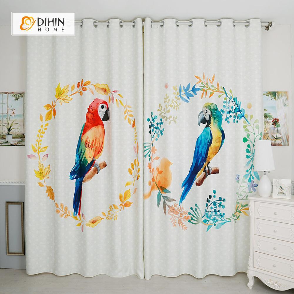 DIHIN HOME 3D Printed Two Parrot Blackout Curtains ,Window Curtains Grommet Curtain For Living Room ,39x102-inch,2 Panels Included Roman Shades Curtains Window Blinds custom curtains blackout curtains curtains for living room sheer curtains curtain fabric linen curtains kitchen curtains velvet curtains pinch pleat curtains bay window curtains outdoor curtains pleated curtains floral curtains dining room curtains kitchen valances drapes for bedroom patio curtains nursery curtains grommet curtains