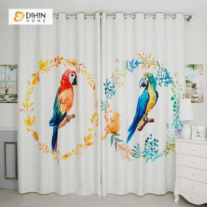 DIHIN HOME 3D Printed Two Parrot Blackout Curtains ,Window Curtains Grommet Curtain For Living Room ,39x102-inch,2 Panels Included Roman Shades Curtains Window Blinds custom curtains blackout curtains curtains for living room sheer curtains curtain fabric linen curtains kitchen curtains velvet curtains pinch pleat curtains bay window curtains outdoor curtains pleated curtains floral curtains dining room curtains kitchen valances drapes for bedroom patio curtains nursery curtains grommet curtains