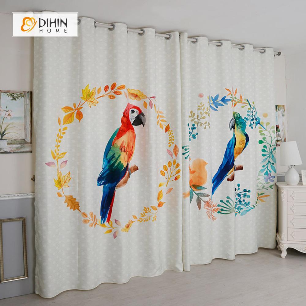 DIHIN HOME 3D Printed Two Parrot Blackout Curtains ,Window Curtains Grommet Curtain For Living Room ,39x102-inch,2 Panels Included Roman Shades Curtains Window Blinds custom curtains blackout curtains curtains for living room sheer curtains curtain fabric linen curtains kitchen curtains velvet curtains pinch pleat curtains bay window curtains outdoor curtains pleated curtains floral curtains dining room curtains kitchen valances drapes for bedroom patio curtains nursery curtains grommet curtains