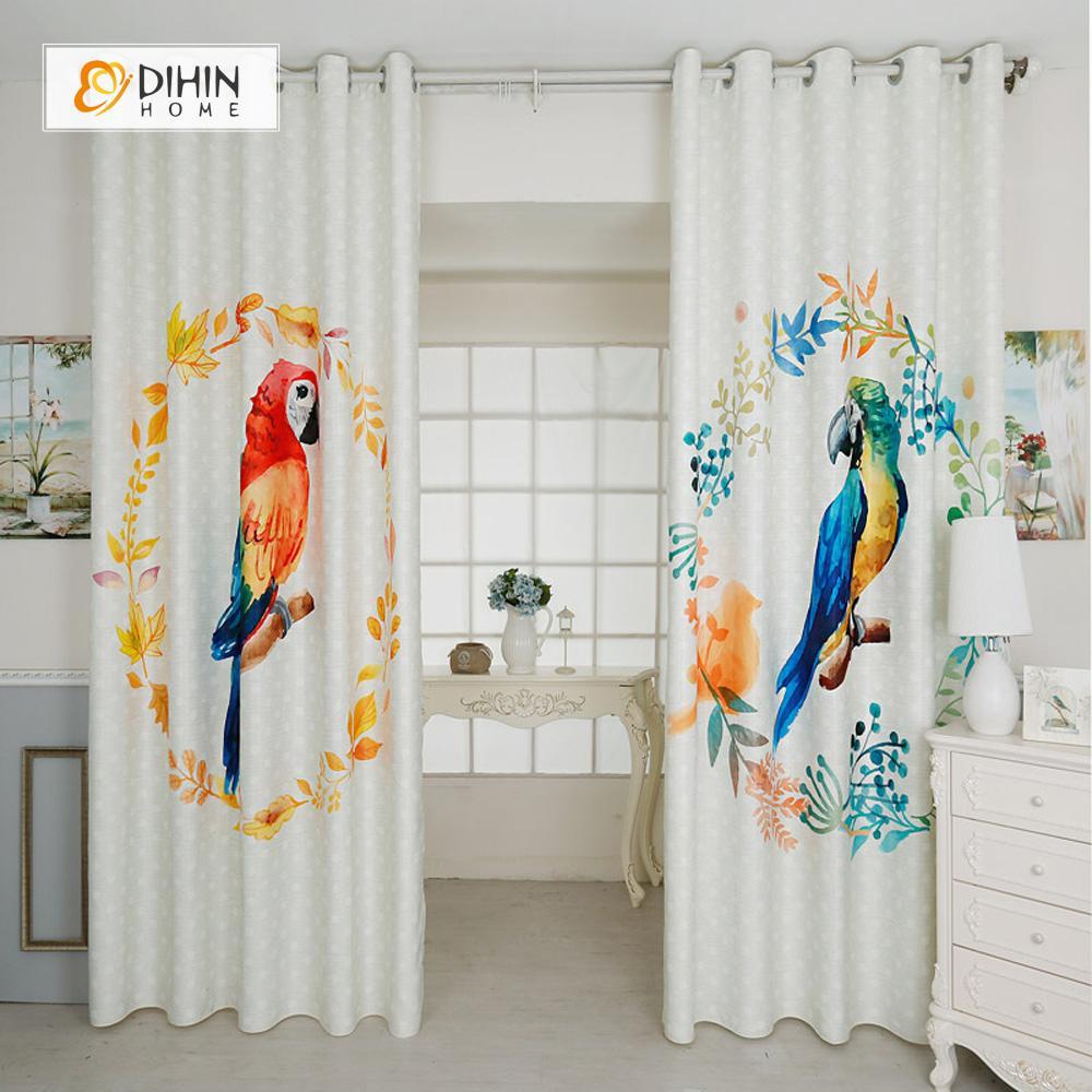 DIHIN HOME 3D Printed Two Parrot Blackout Curtains ,Window Curtains Grommet Curtain For Living Room ,39x102-inch,2 Panels Included Roman Shades Curtains Window Blinds custom curtains blackout curtains curtains for living room sheer curtains curtain fabric linen curtains kitchen curtains velvet curtains pinch pleat curtains bay window curtains outdoor curtains pleated curtains floral curtains dining room curtains kitchen valances drapes for bedroom patio curtains nursery curtains grommet curtains