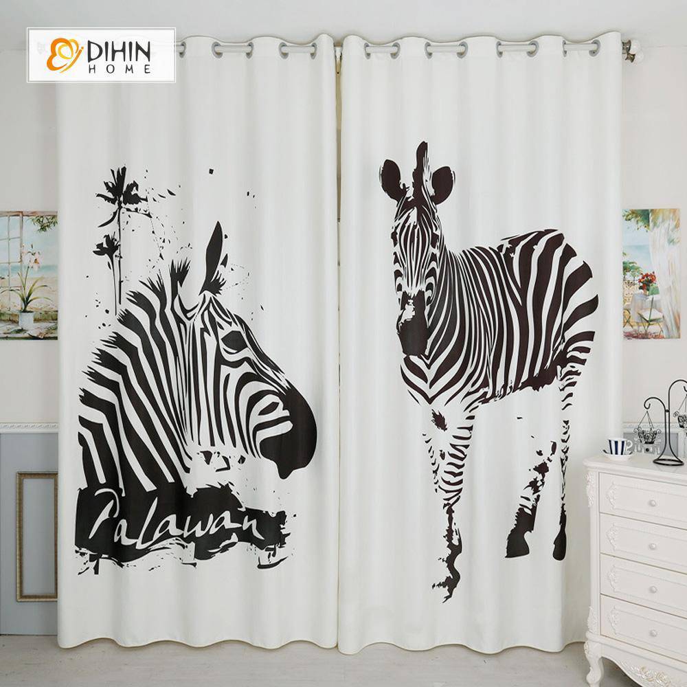 DIHIN HOME 3D Printed Two Zebra Blackout Curtains ,Window Curtains Grommet Curtain For Living Room ,39x102-inch,2 Panels Included Roman Shades Curtains Window Blinds custom curtains blackout curtains curtains for living room sheer curtains curtain fabric linen curtains kitchen curtains velvet curtains pinch pleat curtains bay window curtains outdoor curtains pleated curtains floral curtains dining room curtains kitchen valances drapes for bedroom patio curtains nursery curtains grommet curtains