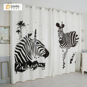 DIHIN HOME 3D Printed Two Zebra Blackout Curtains ,Window Curtains Grommet Curtain For Living Room ,39x102-inch,2 Panels Included Roman Shades Curtains Window Blinds custom curtains blackout curtains curtains for living room sheer curtains curtain fabric linen curtains kitchen curtains velvet curtains pinch pleat curtains bay window curtains outdoor curtains pleated curtains floral curtains dining room curtains kitchen valances drapes for bedroom patio curtains nursery curtains grommet curtains