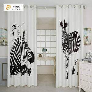 DIHIN HOME 3D Printed Two Zebra Blackout Curtains ,Window Curtains Grommet Curtain For Living Room ,39x102-inch,2 Panels Included Roman Shades Curtains Window Blinds custom curtains blackout curtains curtains for living room sheer curtains curtain fabric linen curtains kitchen curtains velvet curtains pinch pleat curtains bay window curtains outdoor curtains pleated curtains floral curtains dining room curtains kitchen valances drapes for bedroom patio curtains nursery curtains grommet curtains