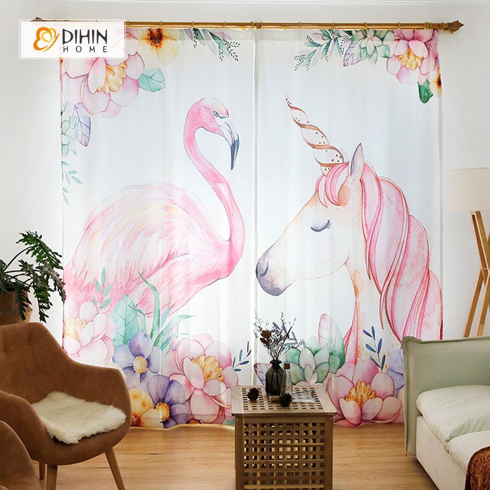 DIHIN HOME 3D Printed Unicorn and Crane Blackout Curtains ,Window Curtains Grommet Curtain For Living Room ,39x102-inch,2 Panels Included Roman Shades Curtains Window Blinds custom curtains blackout curtains curtains for living room sheer curtains curtain fabric linen curtains kitchen curtains velvet curtains pinch pleat curtains bay window curtains outdoor curtains pleated curtains floral curtains dining room curtains kitchen valances drapes for bedroom patio curtains nursery curtains grommet curtains