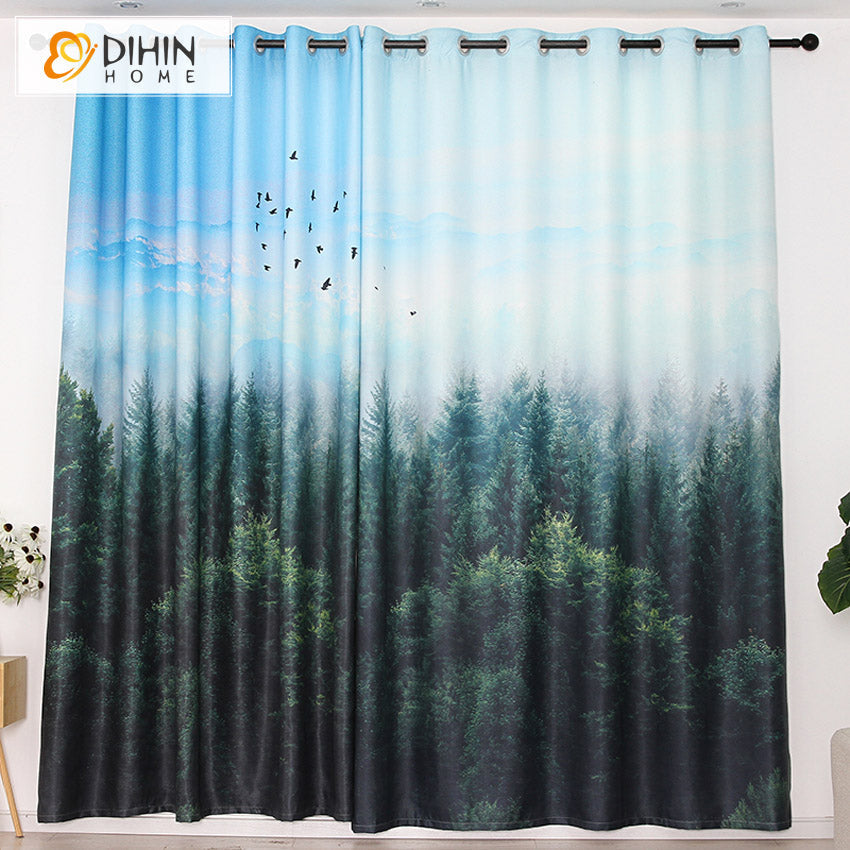 DIHIN HOME 3D Printed Vast Green Forest Blackout Curtains,Window Curtains Grommet Curtain For Living Room ,39x102-inch,2 Panels Included Roman Shades Curtains Window Blinds custom curtains blackout curtains curtains for living room sheer curtains curtain fabric linen curtains kitchen curtains velvet curtains pinch pleat curtains bay window curtains outdoor curtains pleated curtains floral curtains dining room curtains kitchen valances drapes for bedroom patio curtains nursery curtains grommet curtains