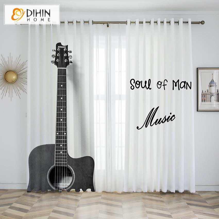 DIHIN HOME 3D Printed Vintage Guitar Blackout Curtains,Window Curtains Grommet Curtain For Living Room ,39x102-inch,2 Panels Included Roman Shades Curtains Window Blinds custom curtains blackout curtains curtains for living room sheer curtains curtain fabric linen curtains kitchen curtains velvet curtains pinch pleat curtains bay window curtains outdoor curtains pleated curtains floral curtains dining room curtains kitchen valances drapes for bedroom patio curtains nursery curtains grommet curtains