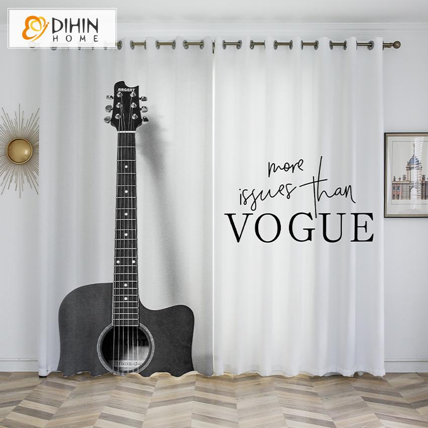 DIHIN HOME 3D Printed Vintage Guitar Blackout Curtains,Window Curtains Grommet Curtain For Living Room ,39x102-inch,2 Panels Included Roman Shades Curtains Window Blinds custom curtains blackout curtains curtains for living room sheer curtains curtain fabric linen curtains kitchen curtains velvet curtains pinch pleat curtains bay window curtains outdoor curtains pleated curtains floral curtains dining room curtains kitchen valances drapes for bedroom patio curtains nursery curtains grommet curtains