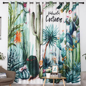 DIHIN HOME 3D Printed Watercolor Cactus Blackout Curtains,Window Curtains Grommet Curtain For Living Room ,39x102-inch,2 Panels Include Roman Shades Curtains Window Blinds custom curtains blackout curtains curtains for living room sheer curtains curtain fabric linen curtains kitchen curtains velvet curtains pinch pleat curtains bay window curtains outdoor curtains pleated curtains floral curtains dining room curtains kitchen valances drapes for bedroom patio curtains nursery curtains grommet curtains