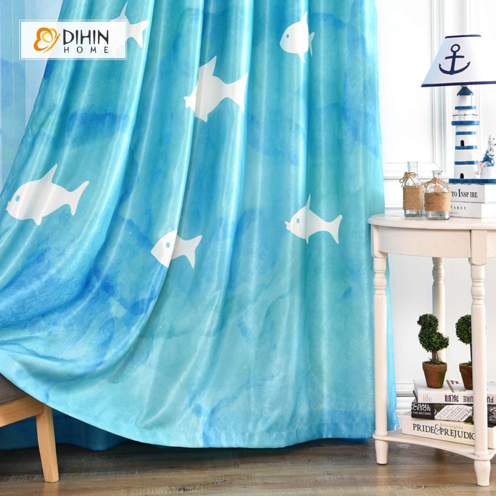 DIHIN HOME 3D Printed White Fish Blackout Curtains ,Window Curtains Grommet Curtain For Living Room ,39x102-inch,2 Panels Included Roman Shades Curtains Window Blinds custom curtains blackout curtains curtains for living room sheer curtains curtain fabric linen curtains kitchen curtains velvet curtains pinch pleat curtains bay window curtains outdoor curtains pleated curtains floral curtains dining room curtains kitchen valances drapes for bedroom patio curtains nursery curtains grommet curtains