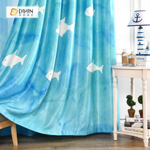 DIHIN HOME 3D Printed White Fish Blackout Curtains ,Window Curtains Grommet Curtain For Living Room ,39x102-inch,2 Panels Included Roman Shades Curtains Window Blinds custom curtains blackout curtains curtains for living room sheer curtains curtain fabric linen curtains kitchen curtains velvet curtains pinch pleat curtains bay window curtains outdoor curtains pleated curtains floral curtains dining room curtains kitchen valances drapes for bedroom patio curtains nursery curtains grommet curtains