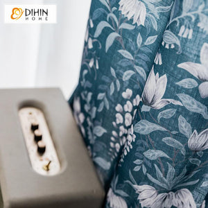 DIHIN HOME American Pastoral Blue Flowers Printed,Blackout Grommet Window Curtain for Living Room ,52x63-inch,1 Panel Roman Shades Curtains Window Blinds custom curtains blackout curtains curtains for living room sheer curtains curtain fabric linen curtains kitchen curtains velvet curtains pinch pleat curtains bay window curtains outdoor curtains pleated curtains floral curtains dining room curtains kitchen valances drapes for bedroom patio curtains nursery curtains grommet curtains