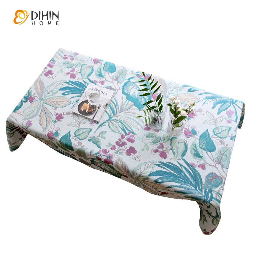DIHIN HOME American Pastoral Colorful Plants Jacquard Tablecloth For Rectangle Tables,Custom Washed Linen Tablecloth,Handmade Rectangle Table Cover Roman Shades Curtains Window Blinds custom curtains blackout curtains curtains for living room sheer curtains curtain fabric linen curtains kitchen curtains velvet curtains pinch pleat curtains bay window curtains outdoor curtains pleated curtains floral curtains dining room curtains kitchen valances drapes for bedroom patio curtains nursery curtains grommet cur